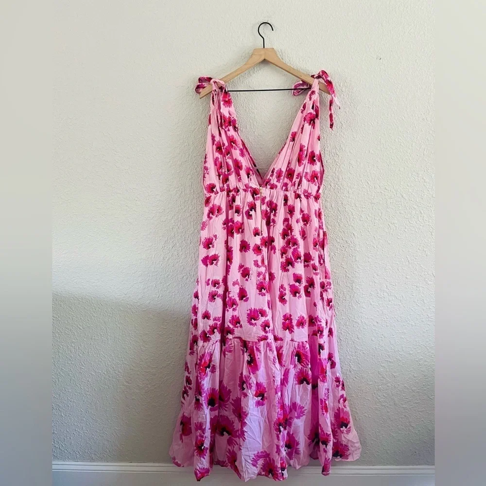 Banjanan Pink Floral Maxi Dress with Fuchsia Flowers - Picture 7 of 16